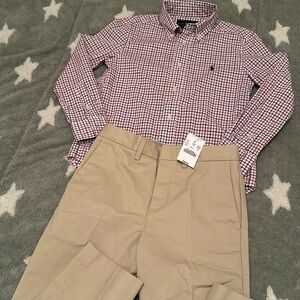 BUNDLED OOTD Ralph Lauren shirt, size 6, JCrew crewcuts pants in khaki , size 7.